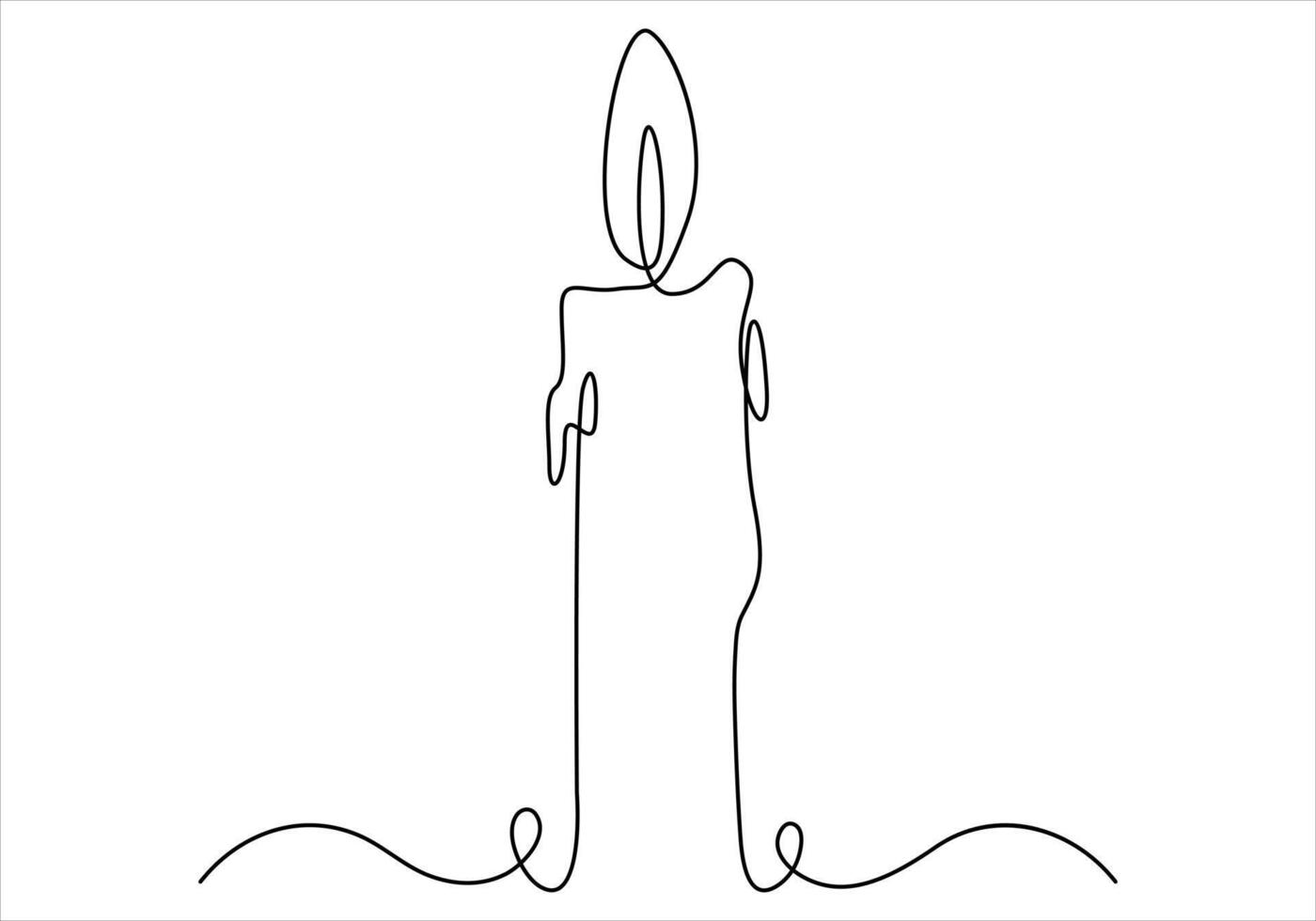 One line drawing of candle out line vector art illustration