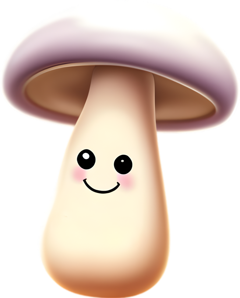 ai généré mignonne dessin animé champignon icône png