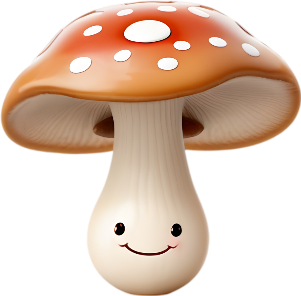 ai généré mignonne dessin animé champignon icône png