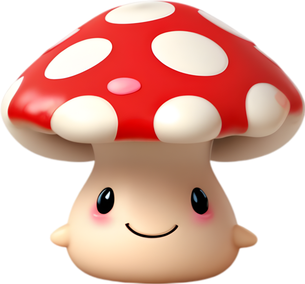 ai généré mignonne dessin animé champignon icône png