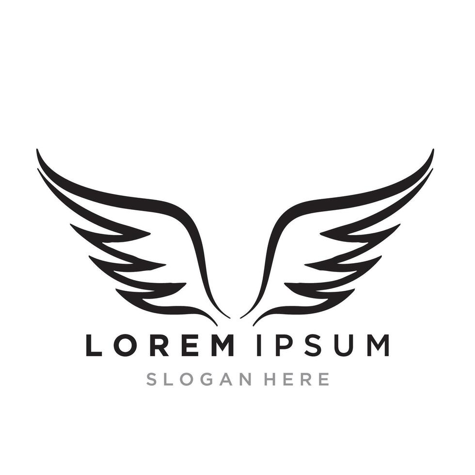 A stylized pair of wings in a black and white logo design. vector
