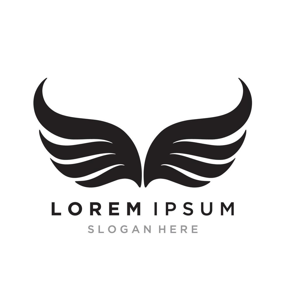 A stylized pair of wings in a black and white logo design. vector
