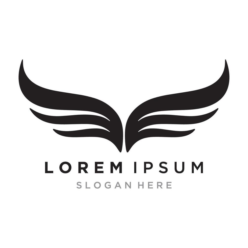 A stylized pair of wings in a black and white logo design. vector