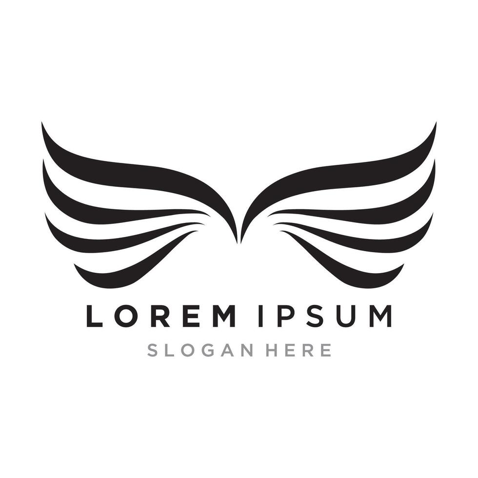 A stylized pair of wings in a black and white logo design. vector