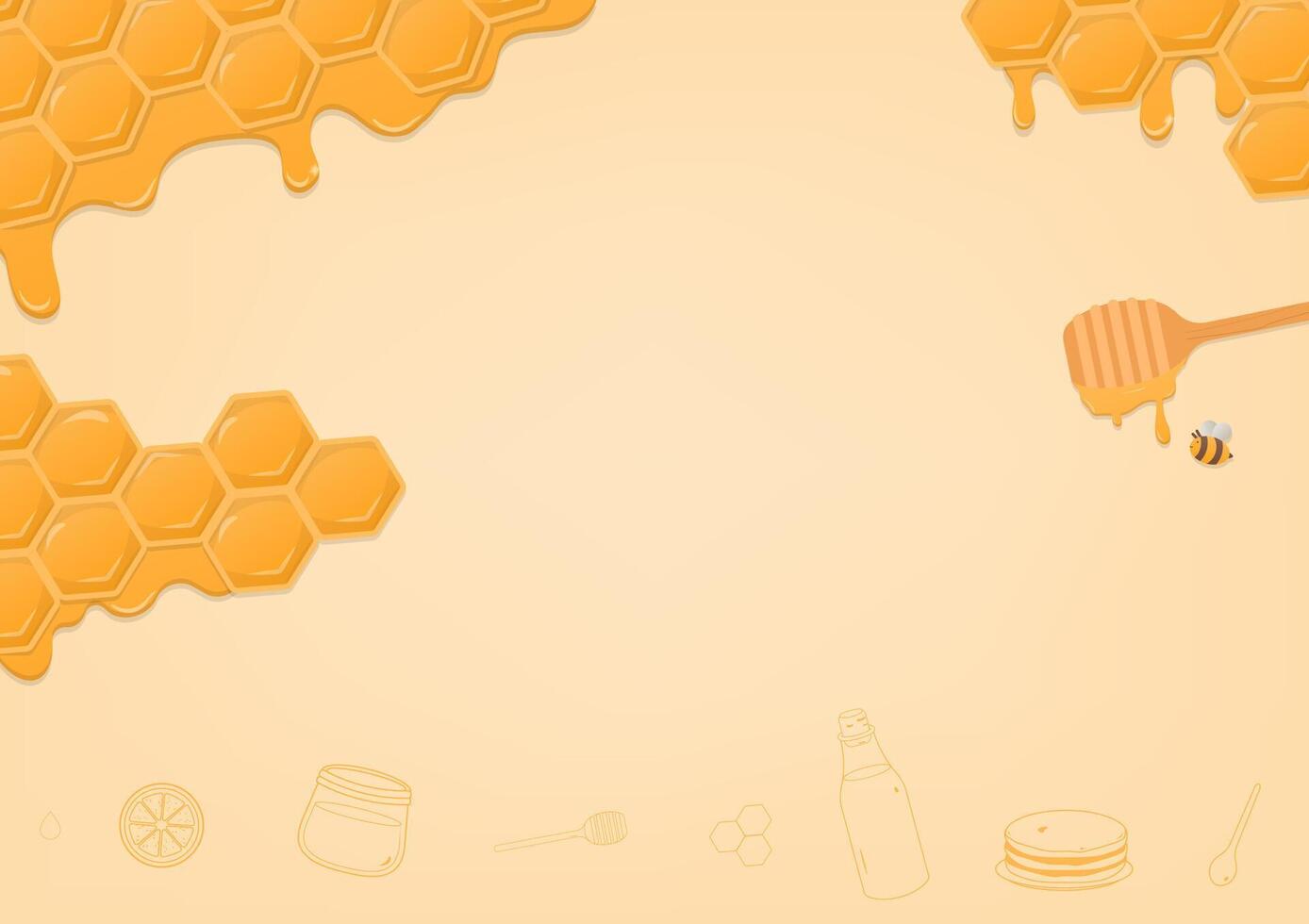 Honey dripping liquid with honeycomb background vector