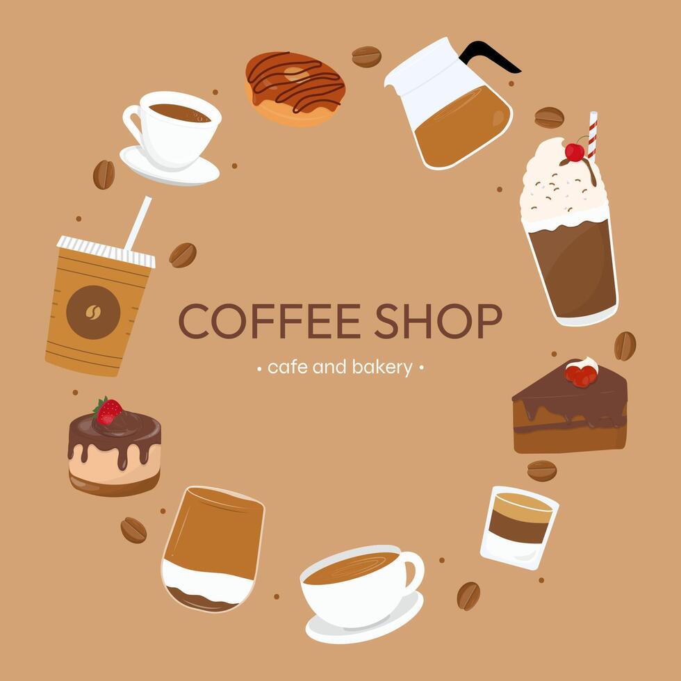 Coffee shop banner and cake vector