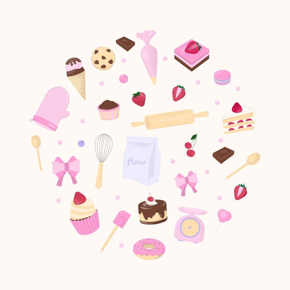 Sweet bakery and kitchen utensils banner vector