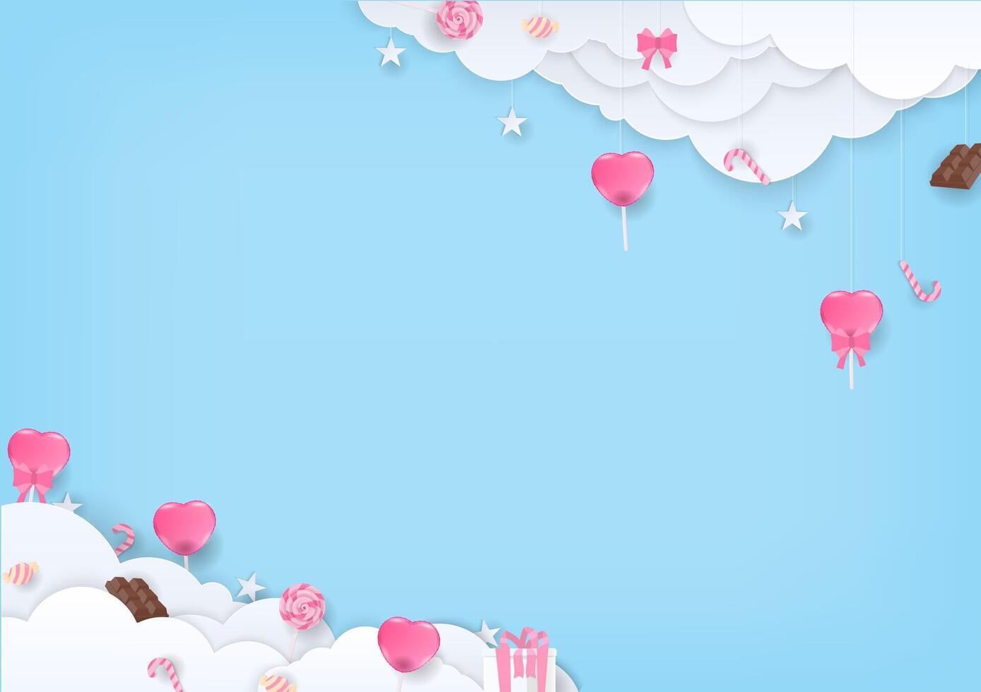 Sweets and cloud on blue background vector
