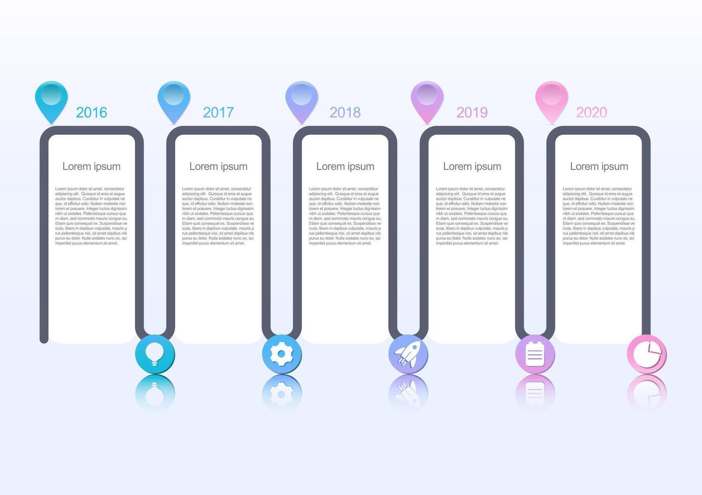 timeline infographic with colorful location and business icons vector