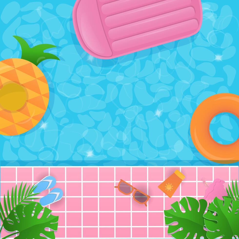 Summer elements and swimming pool background vector