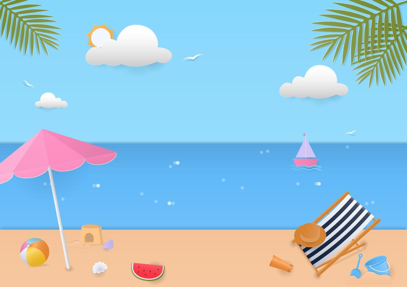 Summer background with the sea and blue sky background vector