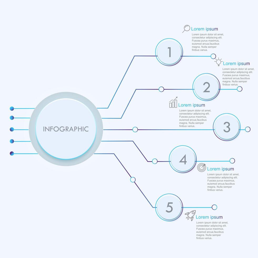 moderno y limpiar infografía con cinco pasos vector