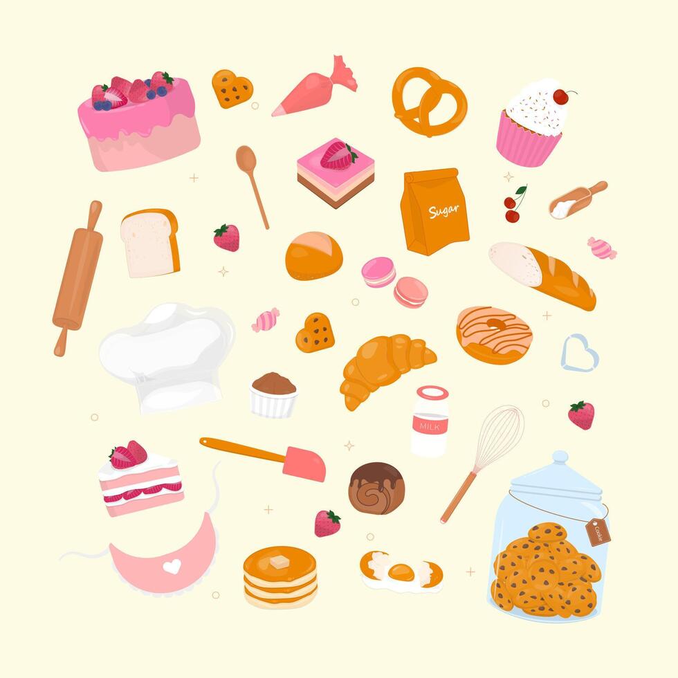 dulce panadería bandera con Cocinando utensilios vector