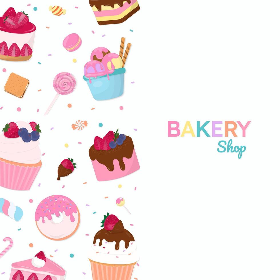 Bakery shop banner with dessert and sprinkles vector