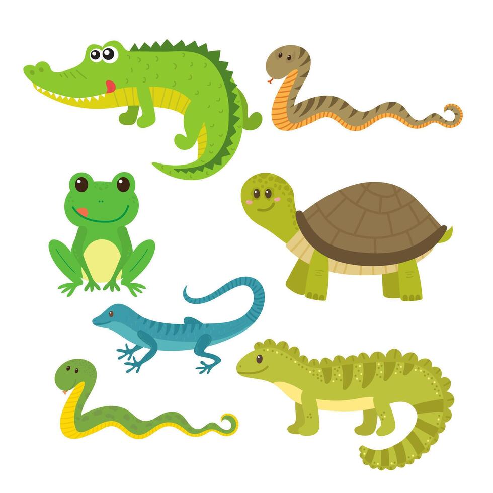 Set of creeping things. Wild animals vector