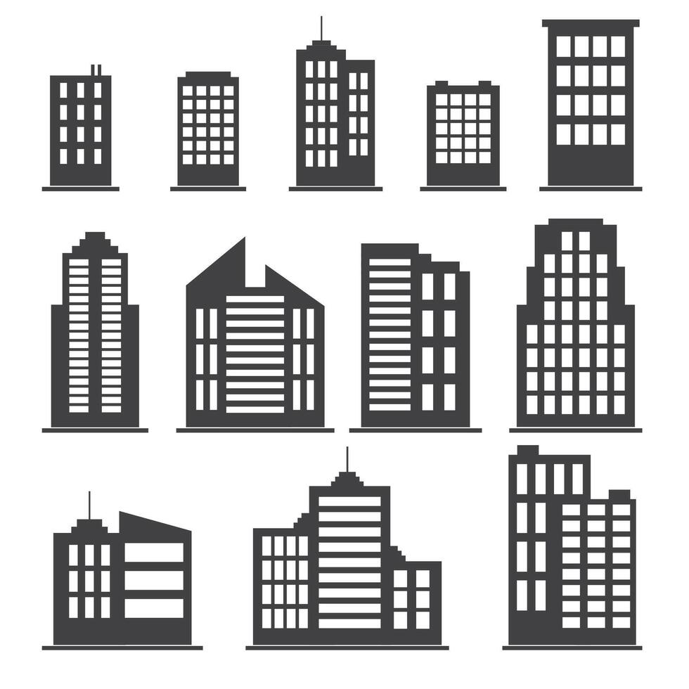 Building icons set vector