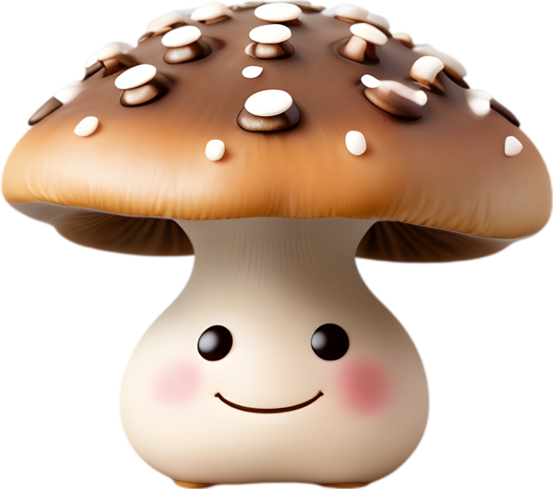 ai généré mignonne dessin animé champignon icône png