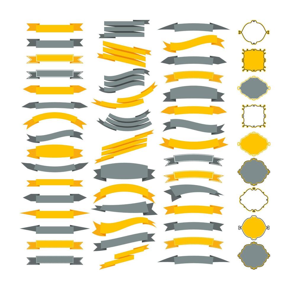 Collection of vector design elements. Big set of frames and ribbons. Designers collection