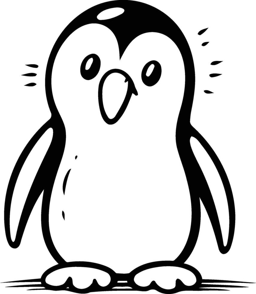 Penguin isolated on white background. Cute cartoon penguin. Vector illustration.