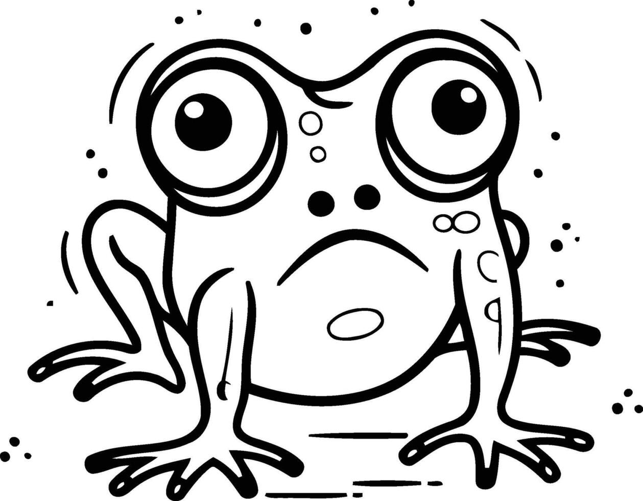 Frog with sad eyes. Cute cartoon character. Vector illustration.