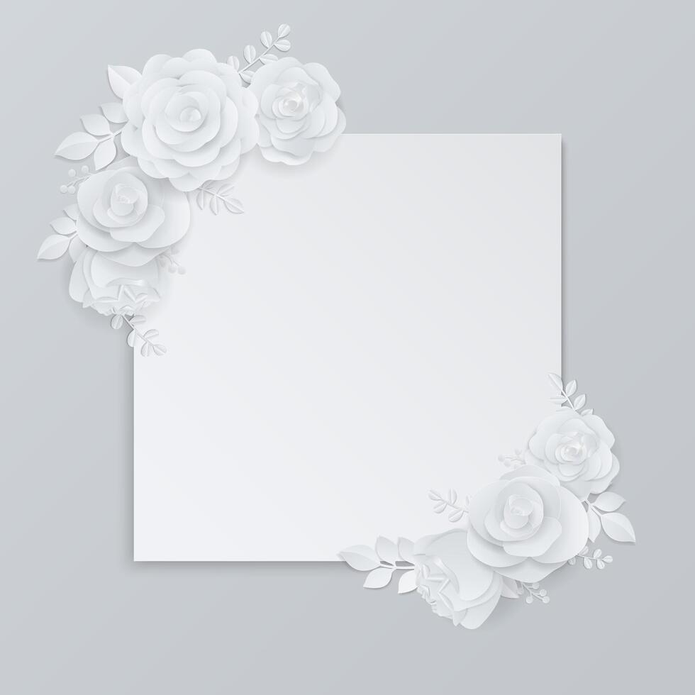 Paper rose wreath with white banner vector