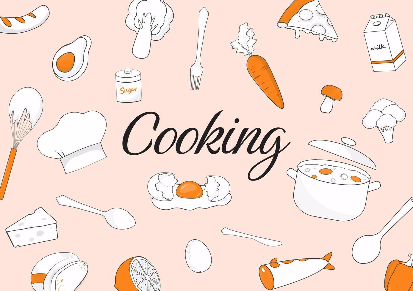 Cooking background with hand drawn style vector