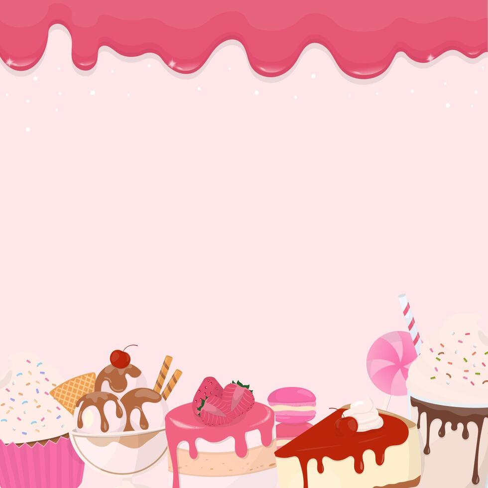 Sweet bakery and topping liquid background vector