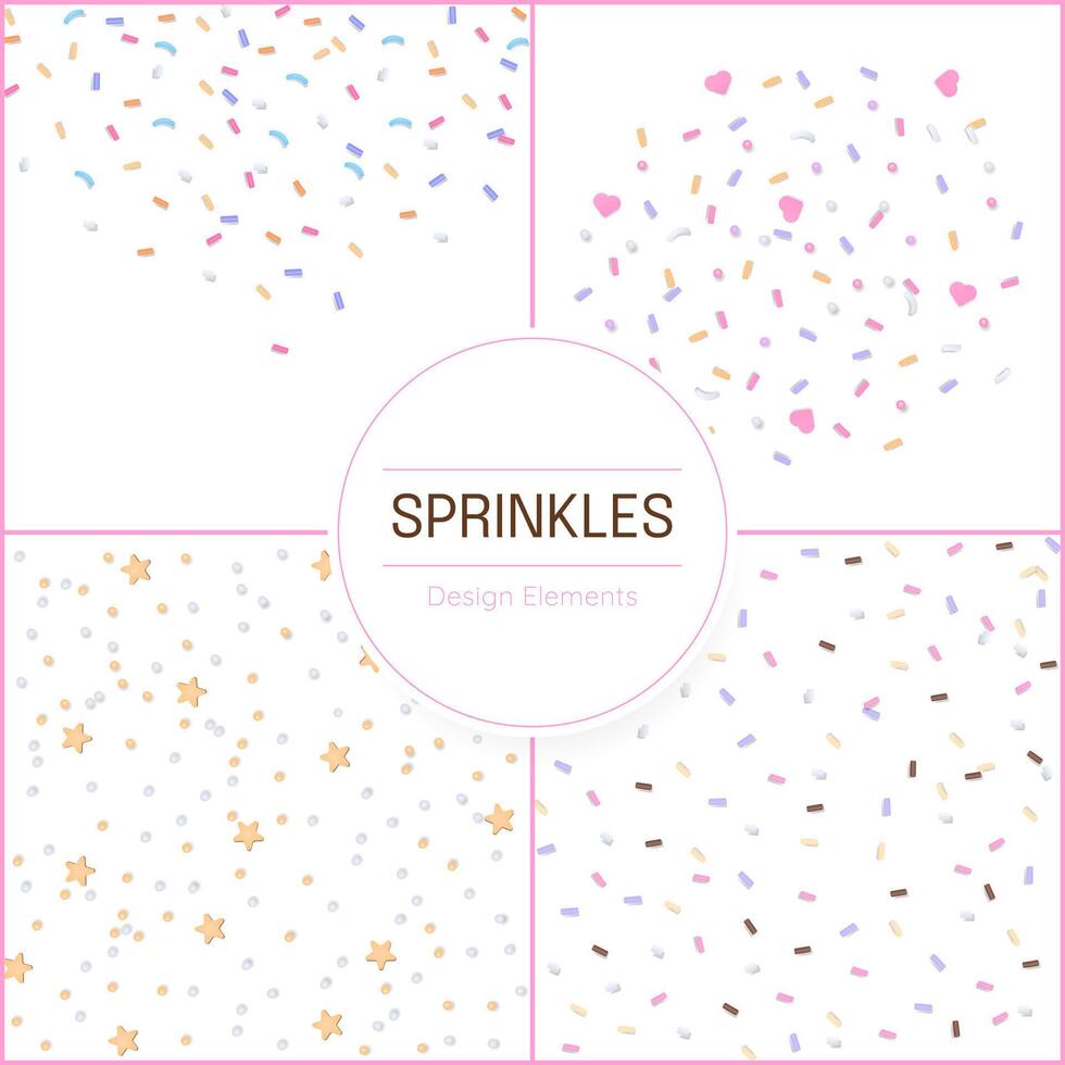 Colored sprinkles collection on white background vector