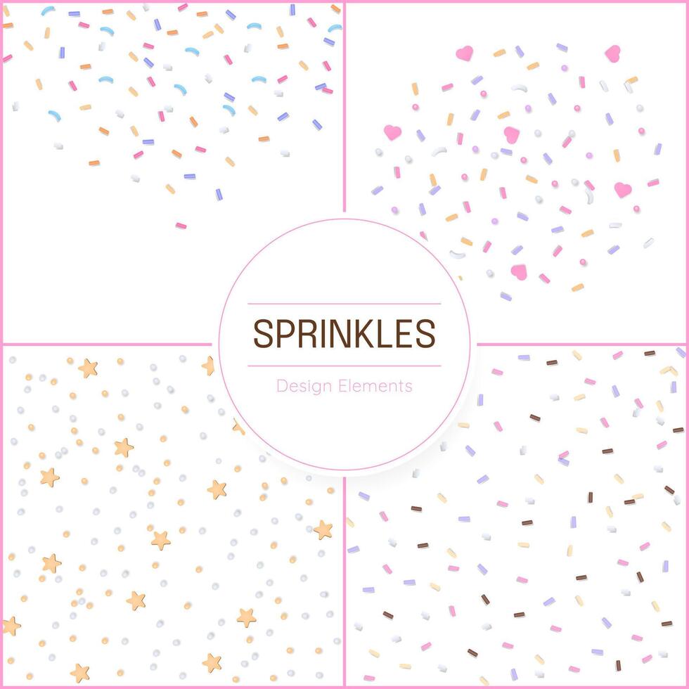 Colored sprinkles collection on white background vector