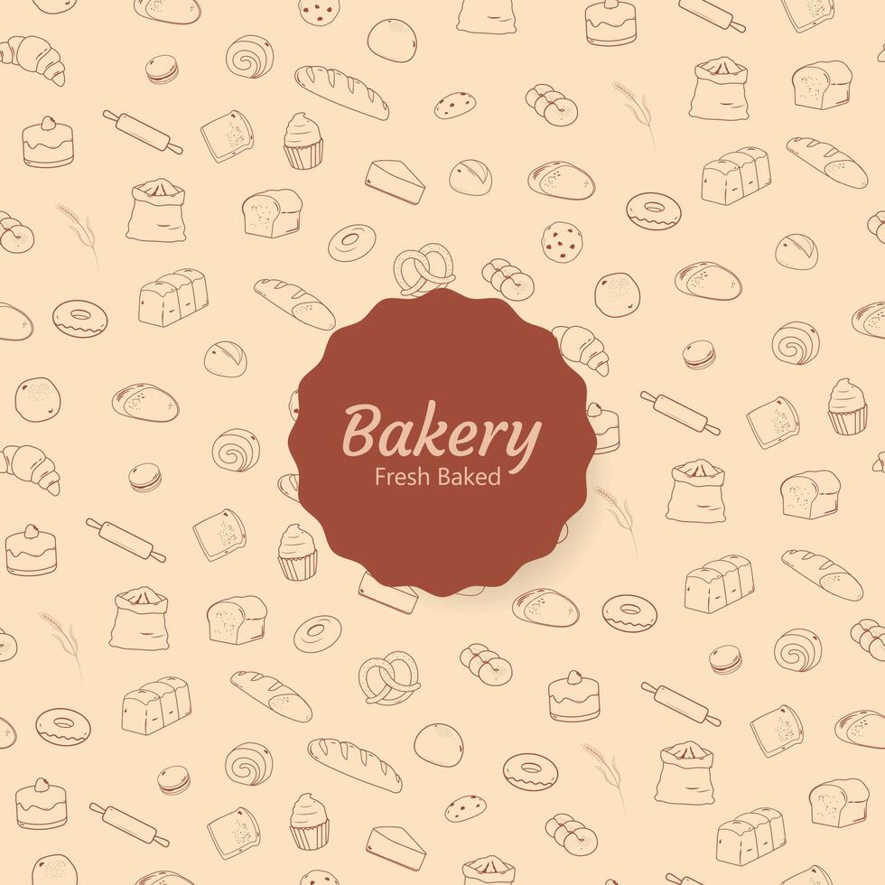 Bakery seamless pattern with logo vector