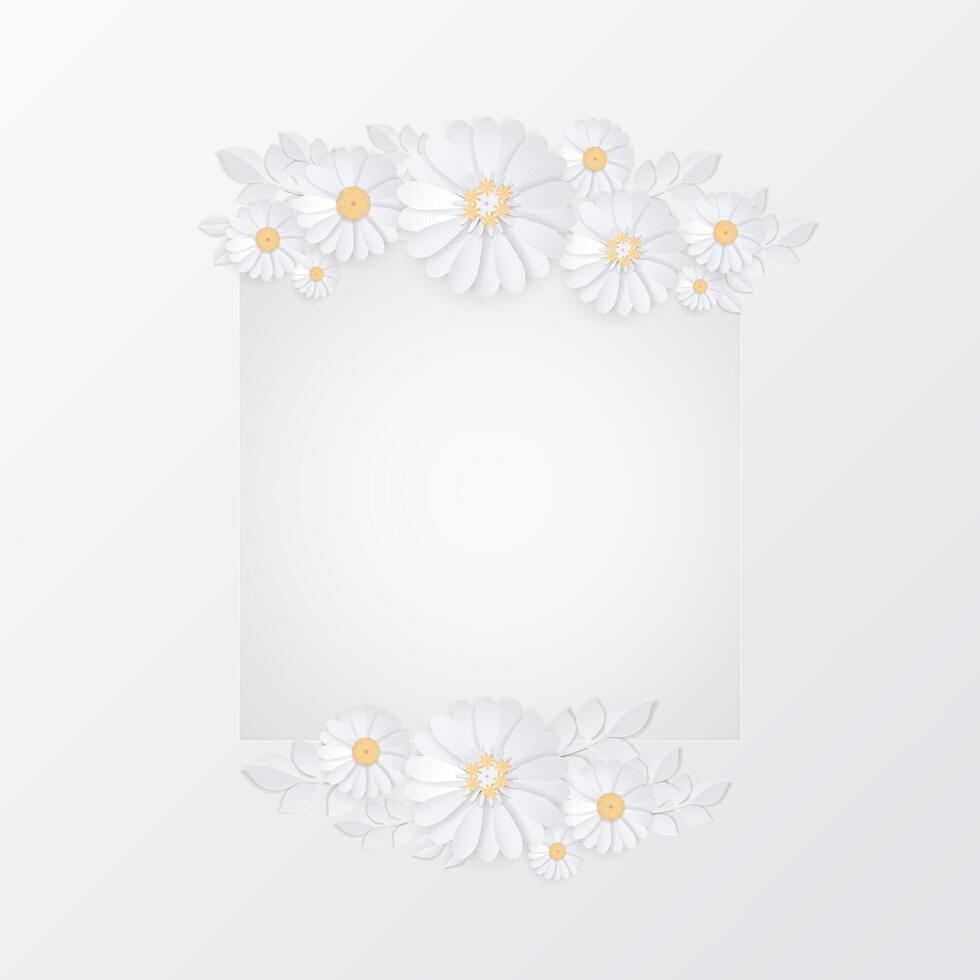 Paper daisies frame with copy space vector