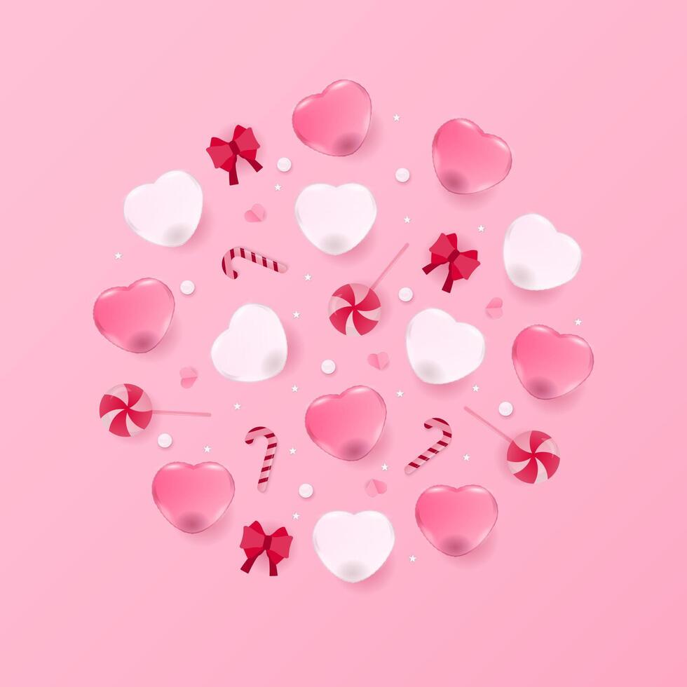 Heart balloon and candy banner vector