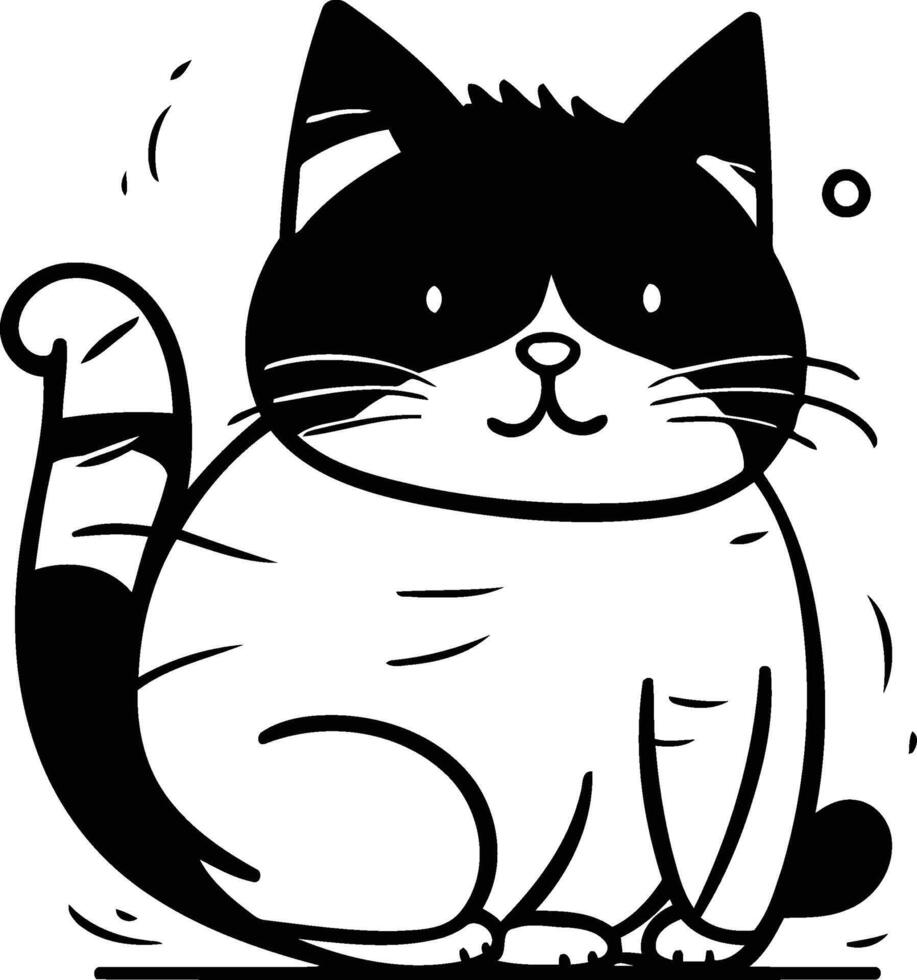 Cute cartoon cat. Vector illustration. Isolated on white background.