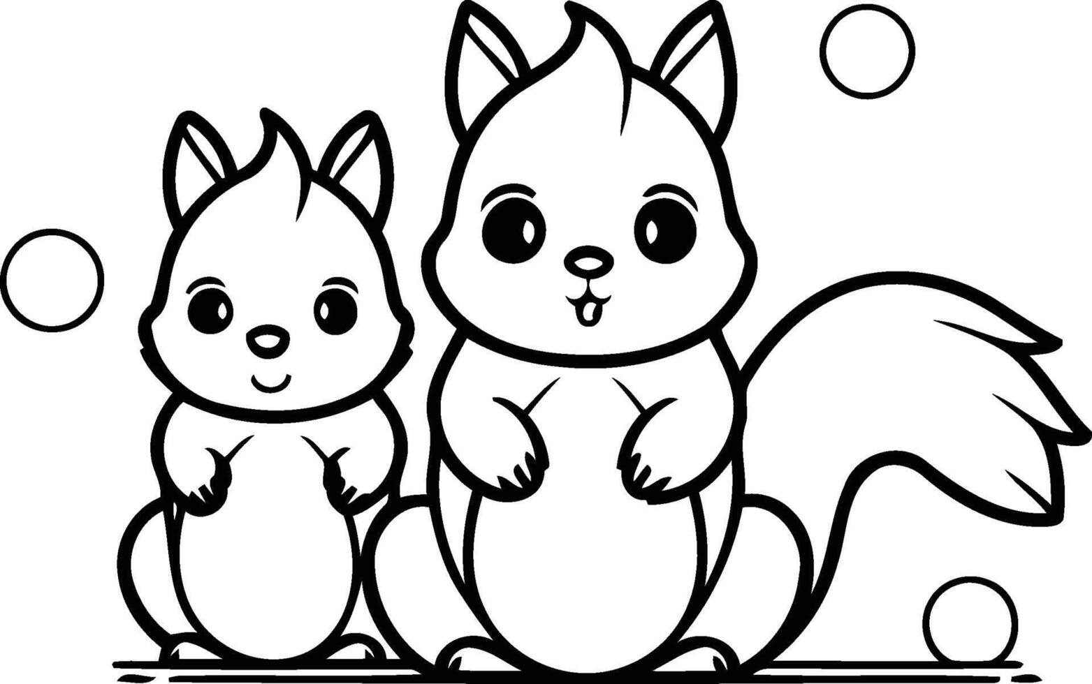 Cute cartoon squirrels. Vector illustration of a cute animal.