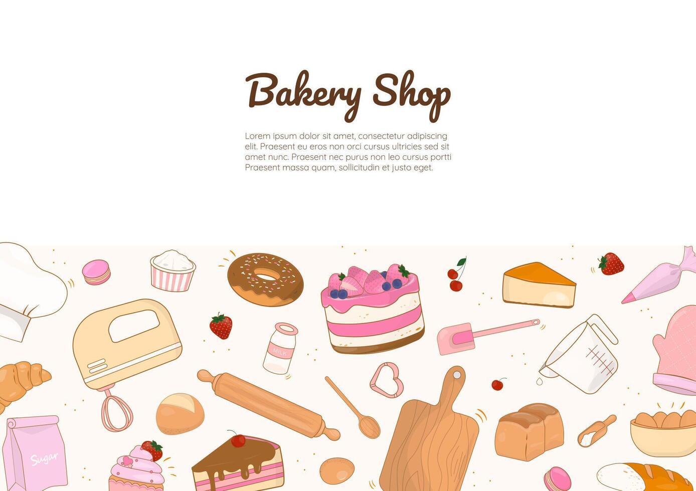 Bakery shop and cooking utensil background vector
