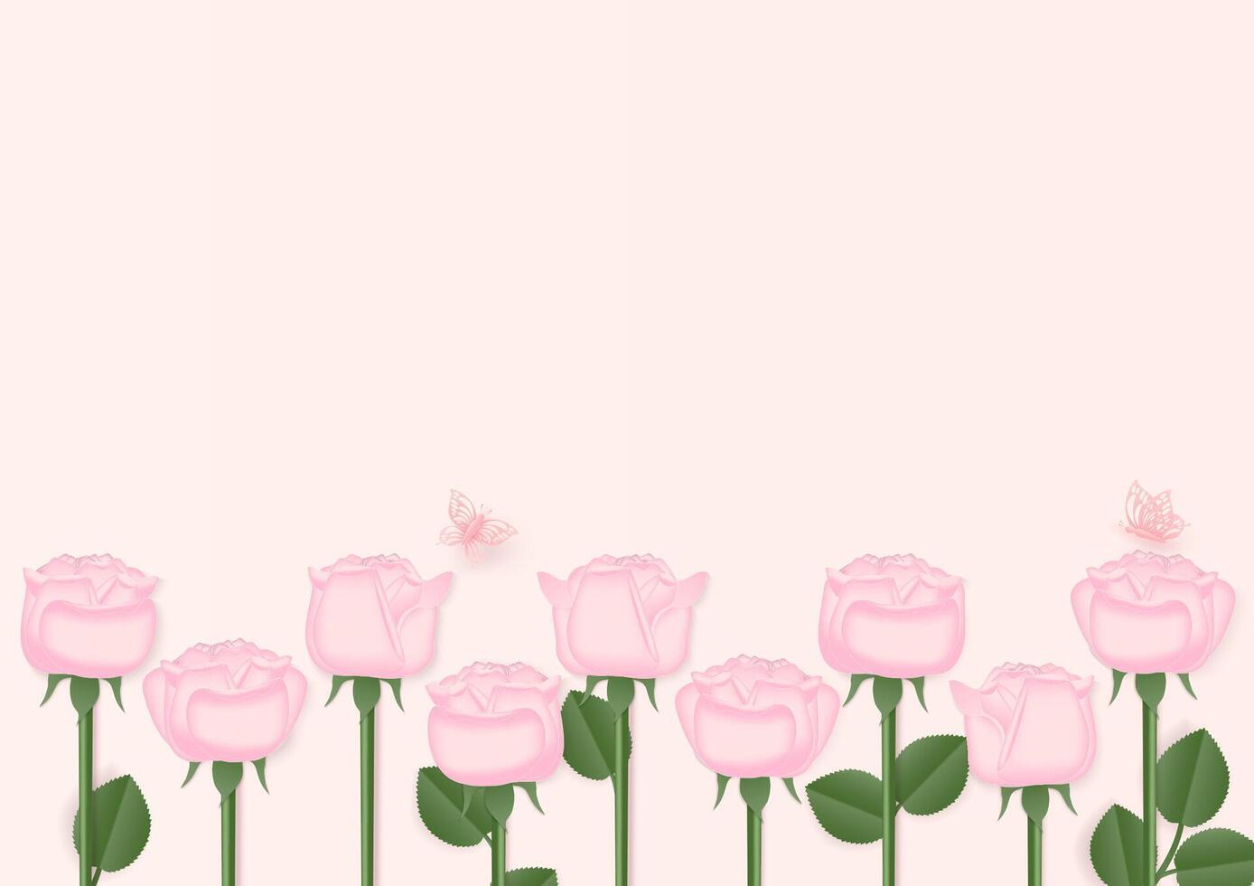 Set of pink rose on white background vector