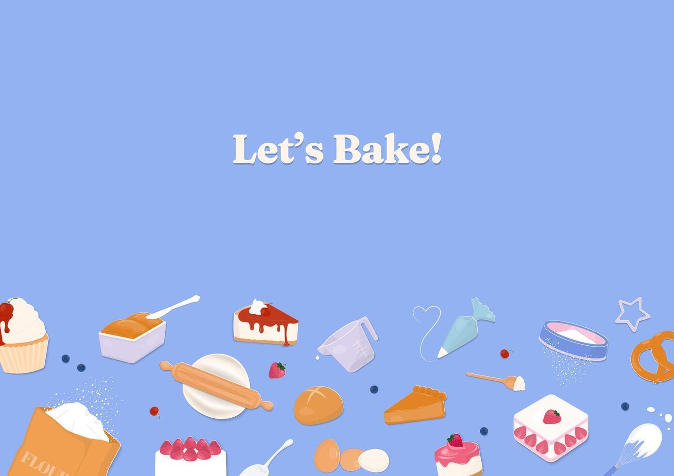 Baking ingredients and bakery background vector