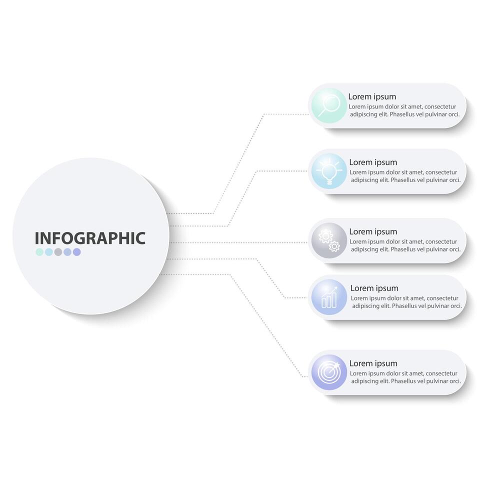 clean infographic with five options vector