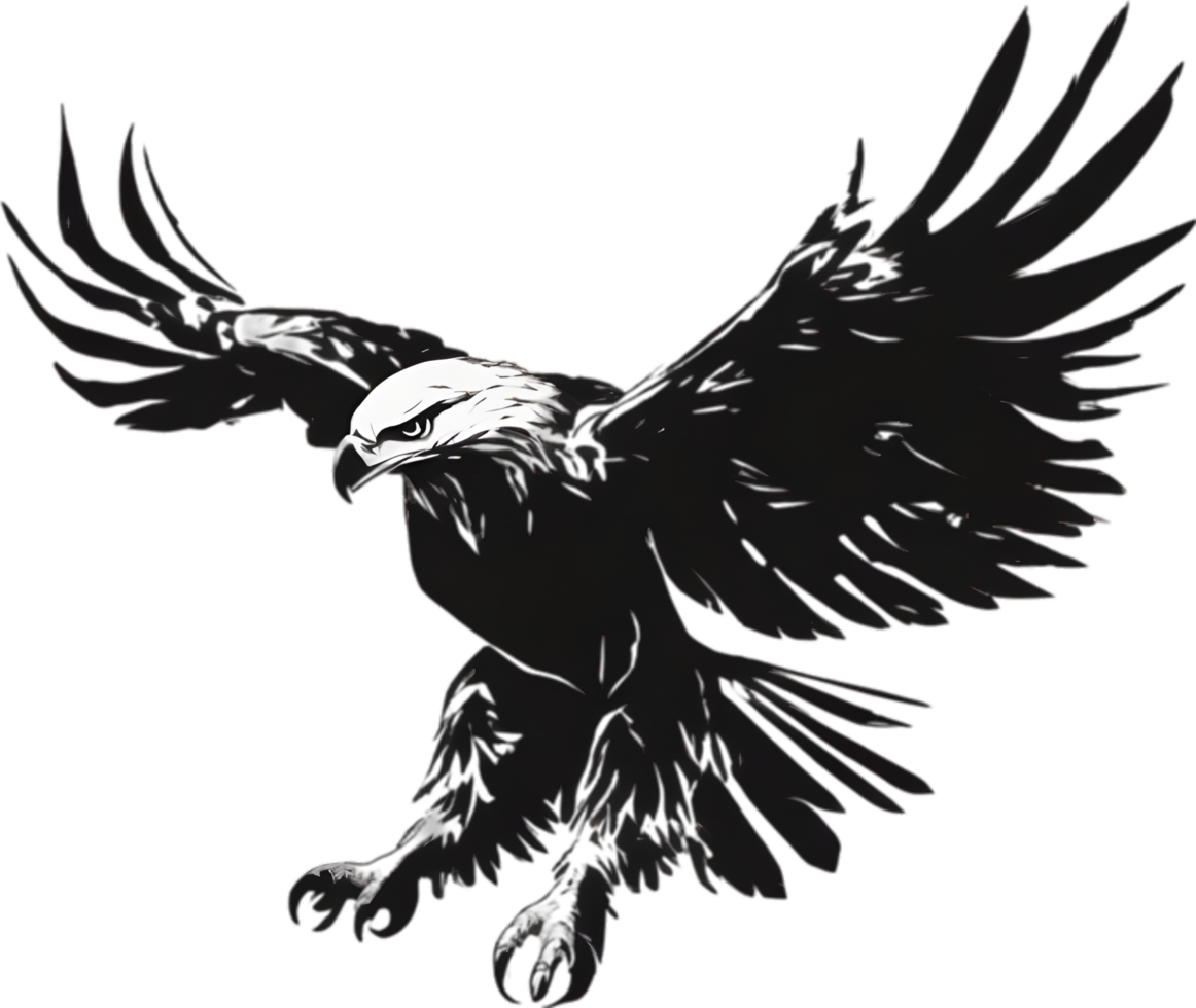 AI generated Japanese-style painting with brush strokes of Eagle birds. png