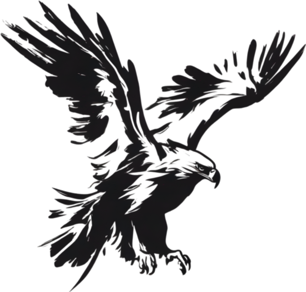 AI generated Japanese-style painting with brush strokes of Eagle birds. png