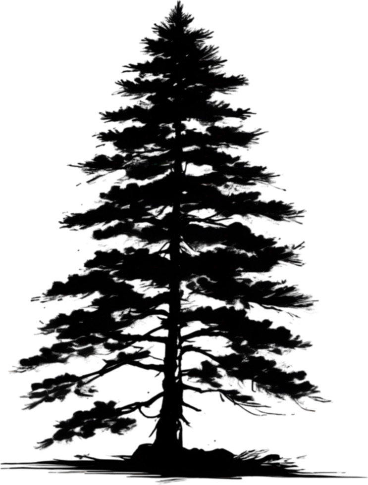 AI generated Japanese-style painting with brush strokes of Pine tree. png