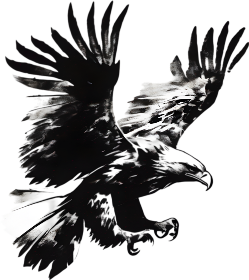 AI generated Japanese-style painting with brush strokes of Eagle birds. png