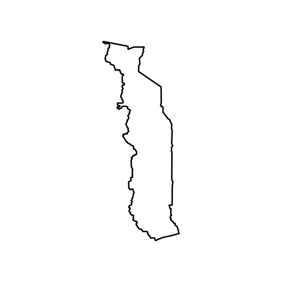 Vector isolated simplified illustration icon with black line silhouette of Togo map. White background