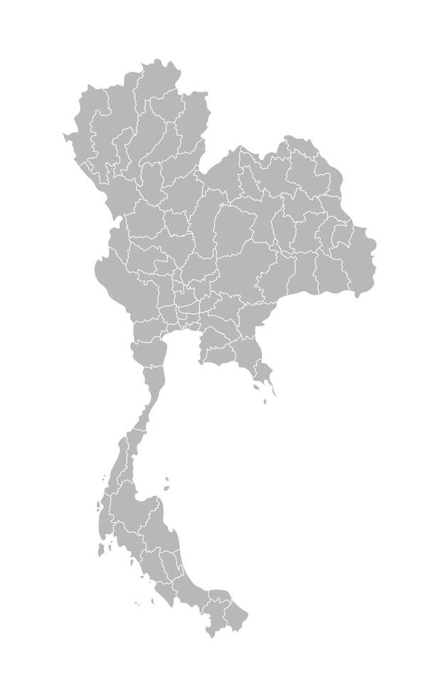 Vector isolated illustration of simplified administrative map of Thailand. Borders of the provinces, regions. Grey silhouettes. White outline.