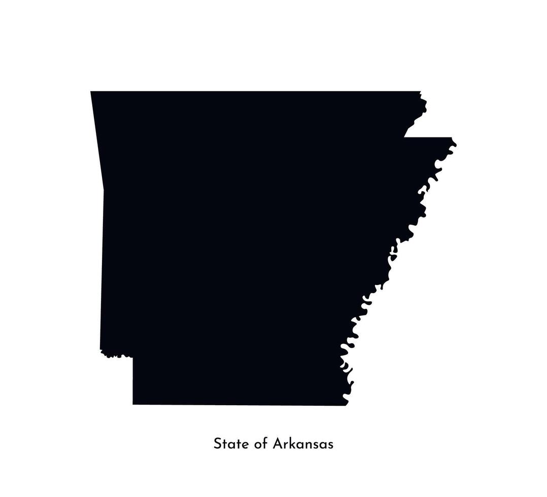 Vector isolated simplified illustration icon with black map silhouette of State of Arkansas, USA. White background