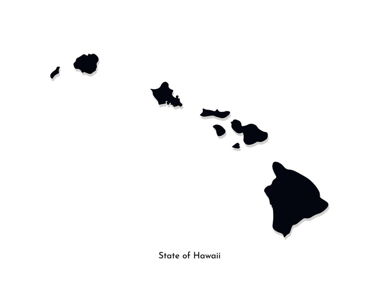 Vector isolated illustration icon with simplified blue map silhouette of State of Hawaii, USA. Polygonal geometric style. White background.