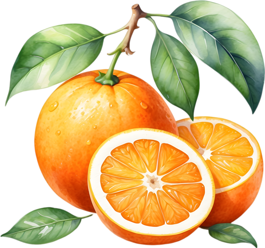 AI generated Watercolor painting of orange fruit. png