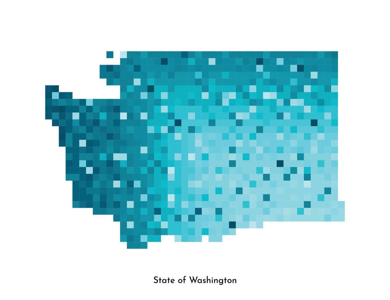 Vector isolated geometric illustration with icy blue area of USA, State of Washington map. Pixel art style for NFT template. Simple colorful logo with gradient texture