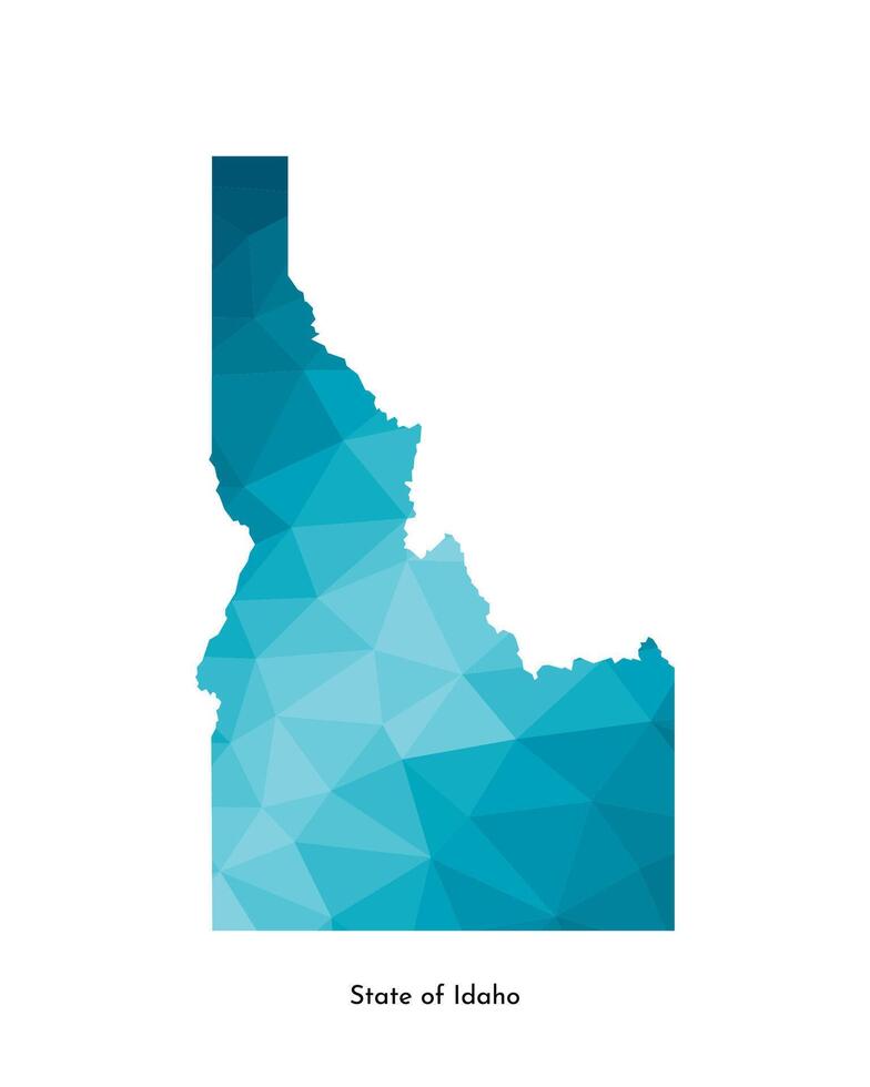 vector aislado ilustración icono con simplificado azul mapa silueta de estado de Idaho, EE.UU. poligonal geométrico estilo. blanco antecedentes.
