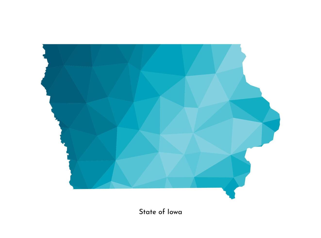 vector aislado ilustración icono con simplificado azul mapa silueta de estado de Iowa, EE.UU. poligonal geométrico estilo. blanco antecedentes.